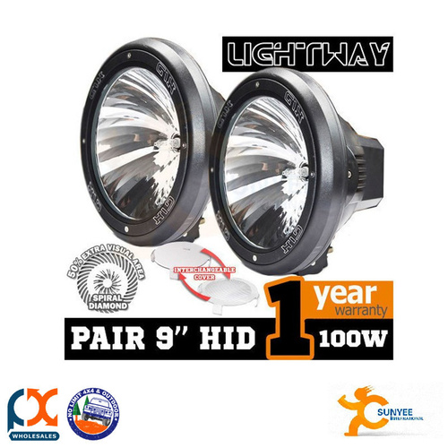 SUNYEE PAIR 9INCH 100W HID XENON DRIVING LIGHTS SPIRAL OFFROAD