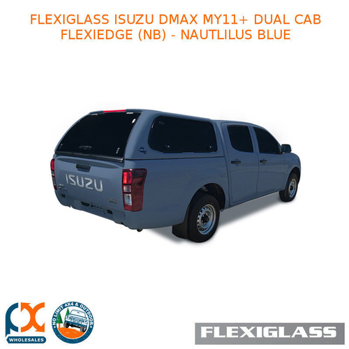FLEXIGLASS ISUZU DMAX MY11+ DUAL CAB FLEXIEDGE LIFT UP WINDOOR X 2 (NB) - NAUTLILUS BLUE