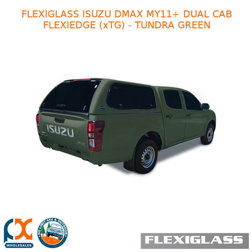 FLEXIGLASS ISUZU DMAX MY11+ DUAL CAB FLEXIEDGE LIFT UP WINDOOR X 2 (XTG) - TUNDRA GREEN