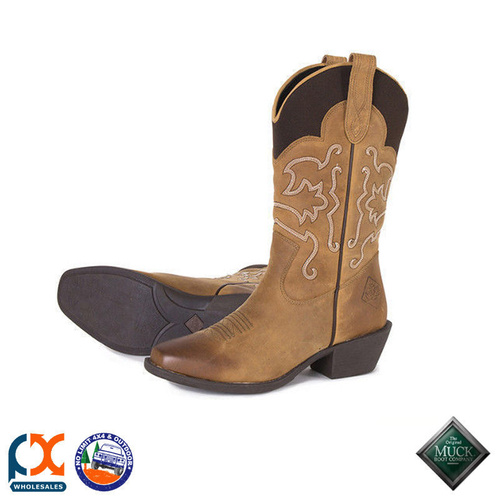 MUCK BOOT - HORSE  STABLE - WOMEN'S WESTERN LEATHER BOOT TAN