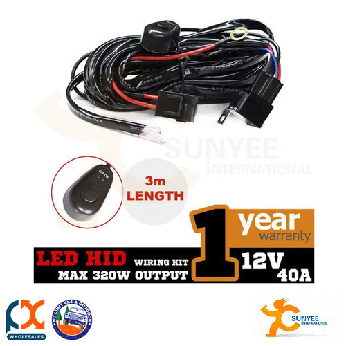 SUNYEE 3M LED HID WORK DRIVING LIGHT BAR WIRING 12V 40A SWITCH RELAY KIT