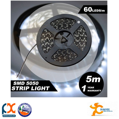 SUNYEE SMD 5050 COOL WHITE 5M 300LED 12V FLEXIBLE STRIP LIGHT LAMP
