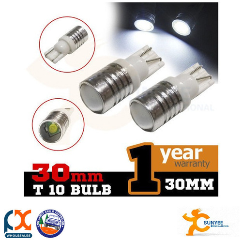 SUNYEE PAIR ULTRA BRIGHT T10 WHITE LED SMD PLATE DASH CAR SIDE BULB - 7.5W-T10-30MMX2
