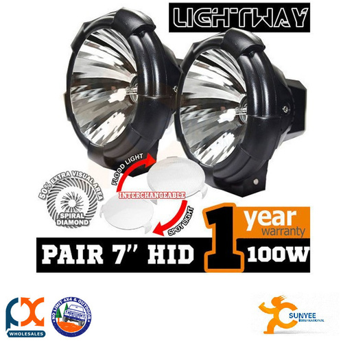 SUNYEE PAIR LIGHTWAY 7INCH 100W HID XENON DRIVING LIGHTS SPIRAL OFFROAD
