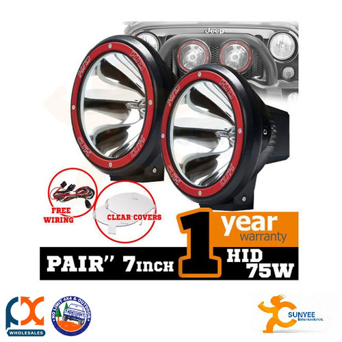 SUNYEE PAIR 7INCH HID XENON 75W DRIVING LIGHTS SPOT OFFROAD LAMP