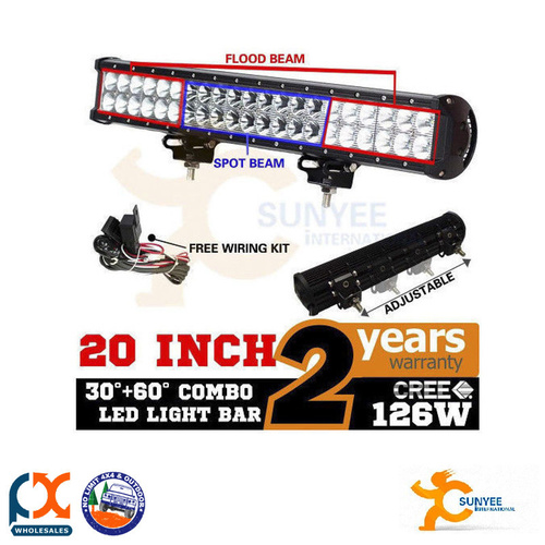 SUNYEE 20INCH 126W CREE LED SPOT FLOOD 4WD WORK LIGHT BAR