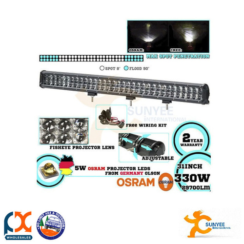 SUNYEE OSRAM 31INCH 330W LED WORK LIGHT BAR FLOOD SPOT OFFROAD 