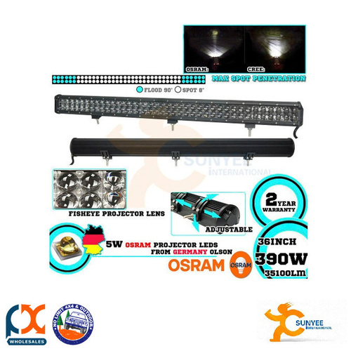 SUNYEE OSRAM 36INCH 390W LED WORK LIGHT BAR FLOOD SPOT OFFROAD DRIVING LAMPS 4WD TRUCK