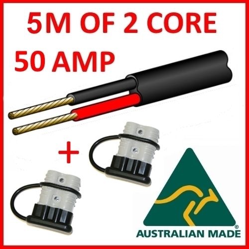 5m 50 Amp Anderson Plug Extension Lead 6mm Twin Core Automotive Cable Wire