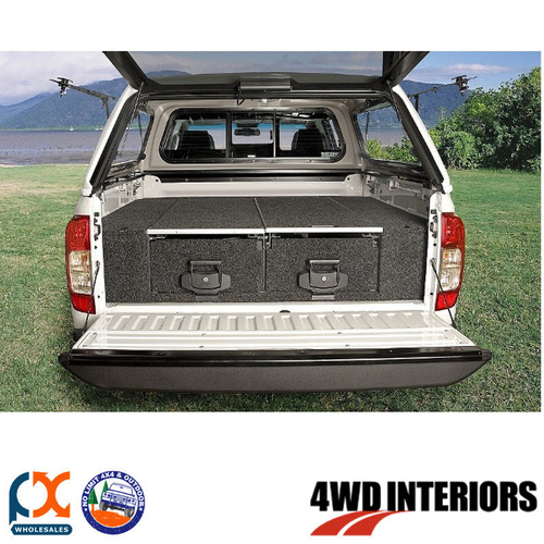 OUTBACK 4WD INTERIORS TWIN DRAWER MODULE FIXED FLOOR HILUX DOUBLE CAB 10/15-ON