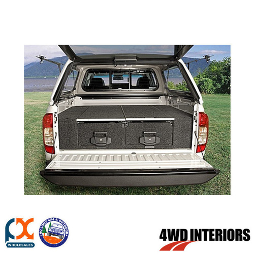 OUTBACK 4WD INTERIORS TWIN DRAWER MODULE DUAL FLOOR HILUX DOUBLE CAB 10/15-ON