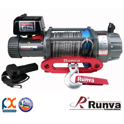 RUNVA 20000lb 4X4 ELECTRIC SERIES EWB20000 PREMIUM 12V WITH SYNTHETIC ROPE - FULL IP67 PROTECTION 