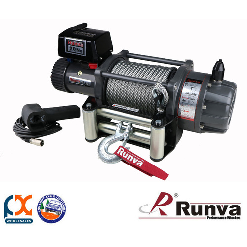 RUNVA 20000lb 4X4 ELECTRIC SERIES EWB20000 PREMIUM 12V WITH STEEL CABLE - FULL IP67 PROTECTION