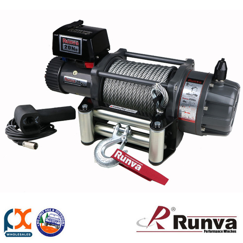 RUNVA 20000lb 4X4 ELECTRIC SERIES EWB20000 PREMIUM 24V WITH STEEL CABLE - FULL IP67 PROTECTION 
