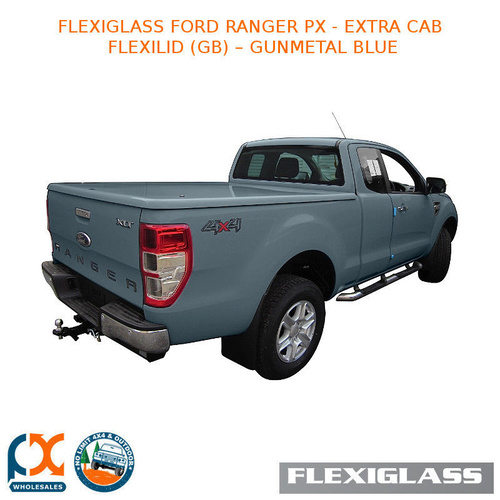 FLEXIGLASS FORD RANGER PX - EXTRA CAB FLEXILID 1 PIECE LID (GB) - GUNMETAL BLUE 