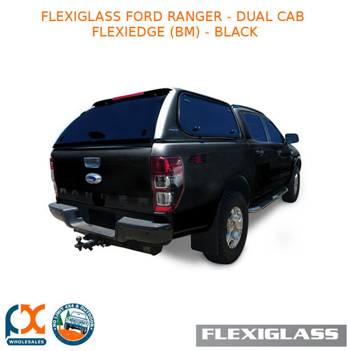 FLEXIGLASS FORD RANGER - DUAL CAB FLEXIEDGE LIFT UP WINDOOR X 2 (BM) - BLACK