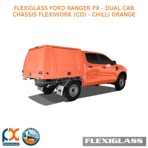 FLEXIGLASS FORD RANGER PX - DUAL CAB CHASSIS FLEXIWORK FRONT, REAR & SIDE WINDOWS (CO) - CHILLI ORANGE