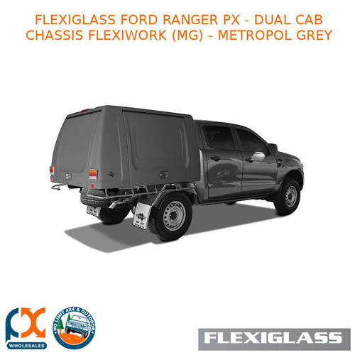 FLEXIGLASS FORD RANGER PX - DUAL CAB CHASSIS FLEXIWORK FRONT, REAR & SIDE WINDOWS (MG) - METROPOL GREY