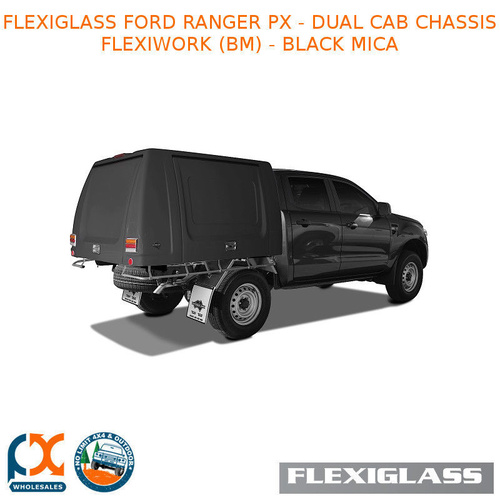 FLEXIGLASS FORD RANGER PX - DUAL CAB CHASSIS FLEXIWORK FRONT & REAR WINDOWS (BM) - BLACK MICA