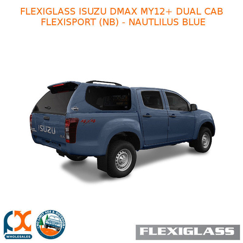 FLEXIGLASS ISUZU DMAX MY12+ DUAL CAB FLEXISPORT LIFT UP WINDOOR X 2 (NB) - NAUTLILUS BLUE