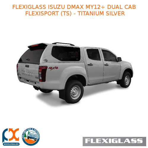 FLEXIGLASS ISUZU DMAX MY12+ DUAL CAB FLEXISPORT LIFT UP WINDOOR X 2 (TS) - TITANIUM SILVER