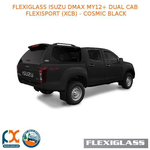FLEXIGLASS ISUZU DMAX MY12+ DUAL CAB FLEXISPORT LIFT UP WINDOOR X 2 (XCB) - COSMIC BLACK