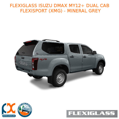 FLEXIGLASS ISUZU DMAX MY12+ DUAL CAB FLEXISPORT LIFT UP WINDOOR X 2 (XMG) - MINERAL GREY