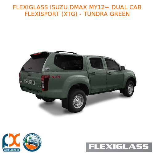 FLEXIGLASS ISUZU DMAX MY12+ DUAL CAB FLEXISPORT LIFT UP WINDOOR X 2 (XTG) - TUNDRA GREEN