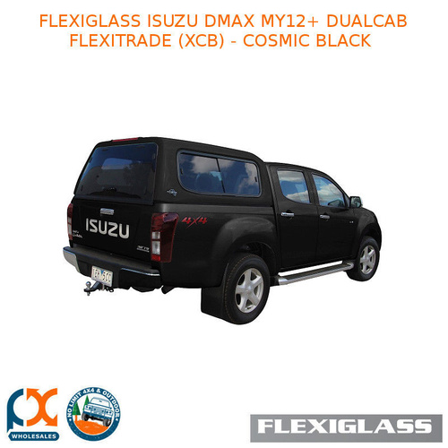 FLEXIGLASS ISUZU DMAX MY12+ DUALCAB FLEXITRADE LIFT UP WINDOOR X 2 (XCB) - COSMIC BLACK 