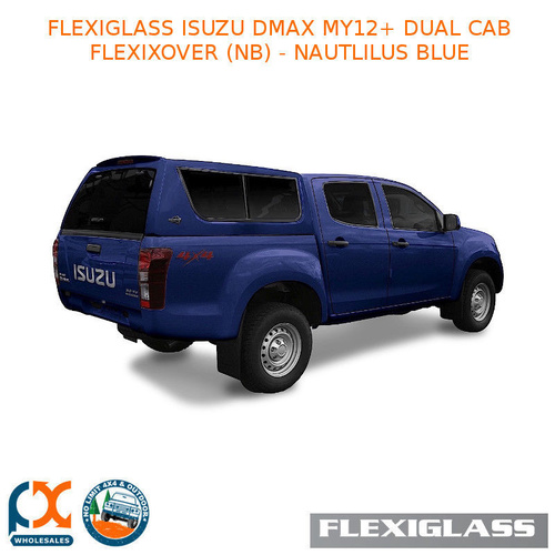 FLEXIGLASS ISUZU DMAX MY12+ DUAL CAB FLEXIXOVER LIFT UP WINDOOR X 2 (NB) - NAUTLILUS BLUE 