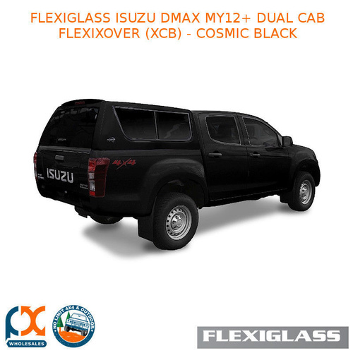 FLEXIGLASS ISUZU DMAX MY12+ DUAL CAB FLEXIXOVER LIFT UP WINDOOR X 2 (XCB) - COSMIC BLACK 