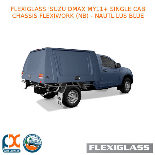 FLEXIGLASS ISUZU DMAX MY11+ SINGLE CAB CHASSIS FLEXIWORK FRONT, REAR & SIDE WINDOWS (NB) - NAUTLILUS BLUE