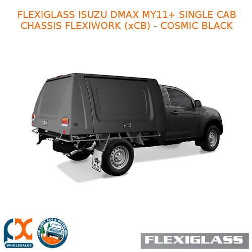 FLEXIGLASS ISUZU DMAX MY11+ SINGLE CAB CHASSIS FLEXIWORK FRONT, REAR & SIDE WINDOWS (xCB) - COSMIC BLACK