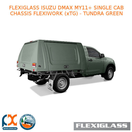FLEXIGLASS ISUZU DMAX MY11+ SINGLE CAB CHASSIS FLEXIWORK FRONT, REAR & SIDE WINDOWS (xTG) - TUNDRA GREEN