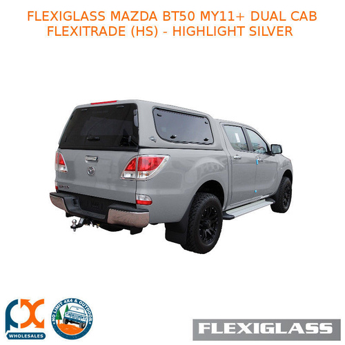 FLEXIGLASS MAZDA BT50 MY11+ DUAL CAB FLEXITRADE LIFT UP WINDOOR X 2 (HS) - HIGHLIGHT SILVER 