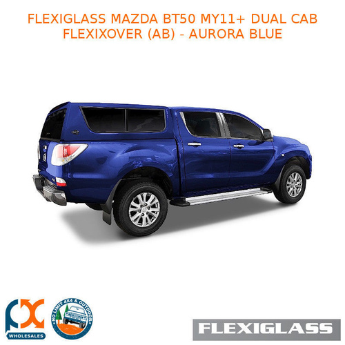 FLEXIGLASS MAZDA BT50 MY11+ DUAL CAB FLEXIXOVER LIFT UP WINDOOR X 2 (AB) - AURORA BLUE 