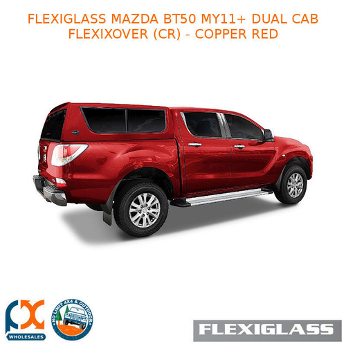 FLEXIGLASS MAZDA BT50 MY11+ DUAL CAB FLEXIXOVER SLIDING WINDOWS X 2 (CR) - COPPER RED
