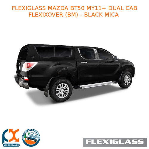 FLEXIGLASS MAZDA BT50 MY11+ DUAL CAB FLEXIXOVER SLIDING WINDOW X 1 / LIFT UP WINDOOR X 1 (BM) - BLACK MICA