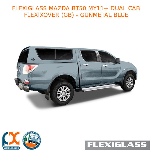FLEXIGLASS MAZDA BT50 MY11+ DUAL CAB FLEXIXOVER SLIDING WINDOW X 1 / LIFT UP WINDOOR X 1 (GB) - GUNMETAL BLUE