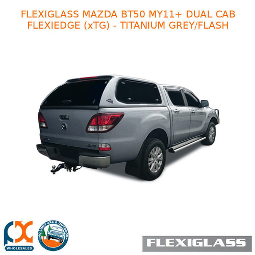 FLEXIGLASS MAZDA BT50 MY11+ DUAL CAB FLEXIEDGE LIFT UP WINDOOR X 2 (XTG) - TITANIUM GREY/FLASH
