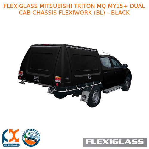 FLEXIGLASS MITSUBISHI TRITON MQ MY15+ DUAL CAB CHASSIS FLEXIWORK FRONT, REAR & SIDE WINDOWS (BL) - BLACK