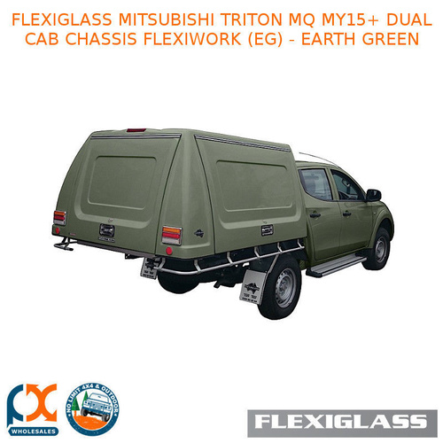 FLEXIGLASS MITSUBISHI TRITON MQ MY15+ DUAL CAB CHASSIS FLEXIWORK FRONT, REAR & SIDE WINDOWS (EG) - EARTH GREEN