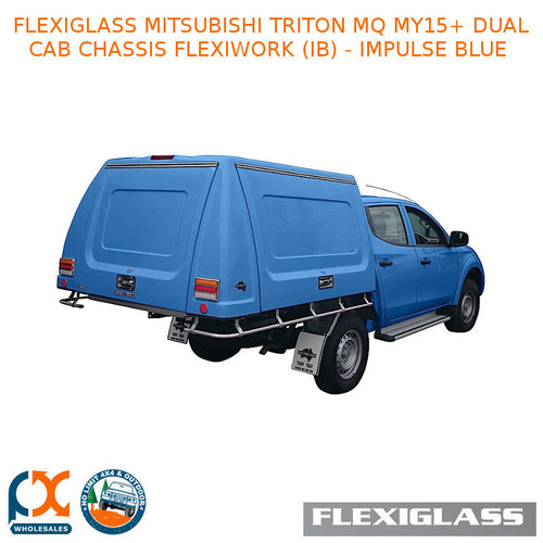 FLEXIGLASS MITSUBISHI TRITON MQ MY15+ DUAL CAB CHASSIS FLEXIWORK FRONT, REAR & SIDE WINDOWS (IB) - IMPULSE BLUE