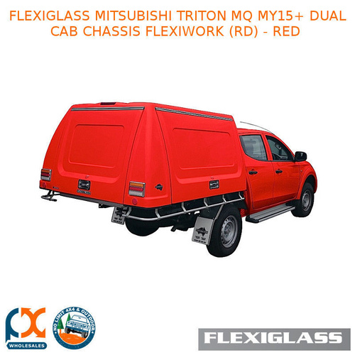 FLEXIGLASS MITSUBISHI TRITON MQ MY15+ DUAL CAB CHASSIS FLEXIWORK FRONT, REAR & SIDE WINDOWS (RD) - RED