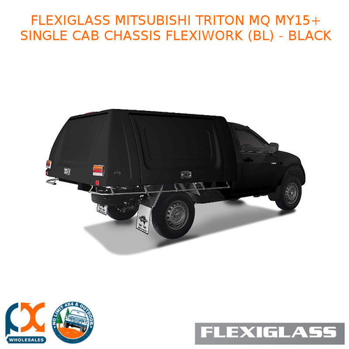 FLEXIGLASS MITSUBISHI TRITON MQ MY15+ SINGLE CAB CHASSIS FLEXIWORK FRONT, REAR & SIDE WINDOWS (BL) - BLACK