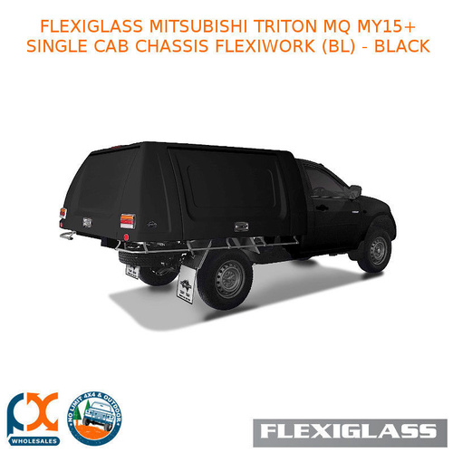 FLEXIGLASS MITSUBISHI TRITON MQ MY15+ SINGLE CAB CHASSIS FLEXIWORK FRONT & REAR WINDOWS (BL) - BLACK