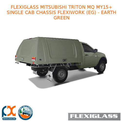FLEXIGLASS MITSUBISHI TRITON MQ MY15+ SINGLE CAB CHASSIS FLEXIWORK FRONT & REAR WINDOWS (EG) - EARTH GREEN
