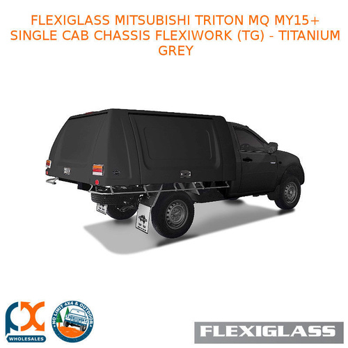 FLEXIGLASS MITSUBISHI TRITON MQ MY15+ SINGLE CAB CHASSIS FLEXIWORK FRONT & REAR WINDOWS (TG) – TITANIUM GREY