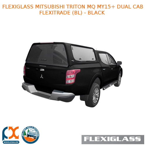 FLEXIGLASS MITSUBISHI TRITON MQ MY15+ DUAL CAB FLEXITRADE LIFT UP WINDOOR X 2 (BL) - BLACK 