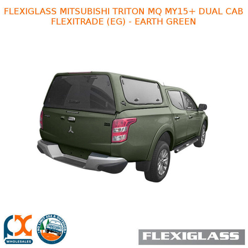 FLEXIGLASS MITSUBISHI TRITON MQ MY15+ DUAL CAB FLEXITRADE LIFT UP WINDOOR X 2 (EG) – EARTH GREEN 